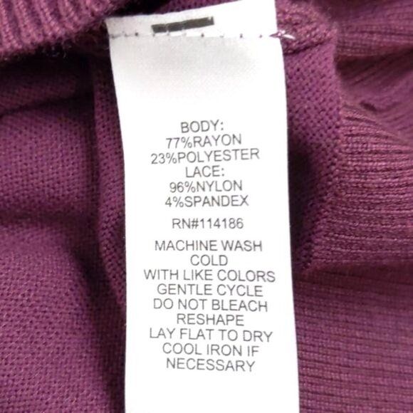 89th & Madison Women's Burgundy turtleneck sweater with lace sleeves M(NWT) - Picture 9 of 11